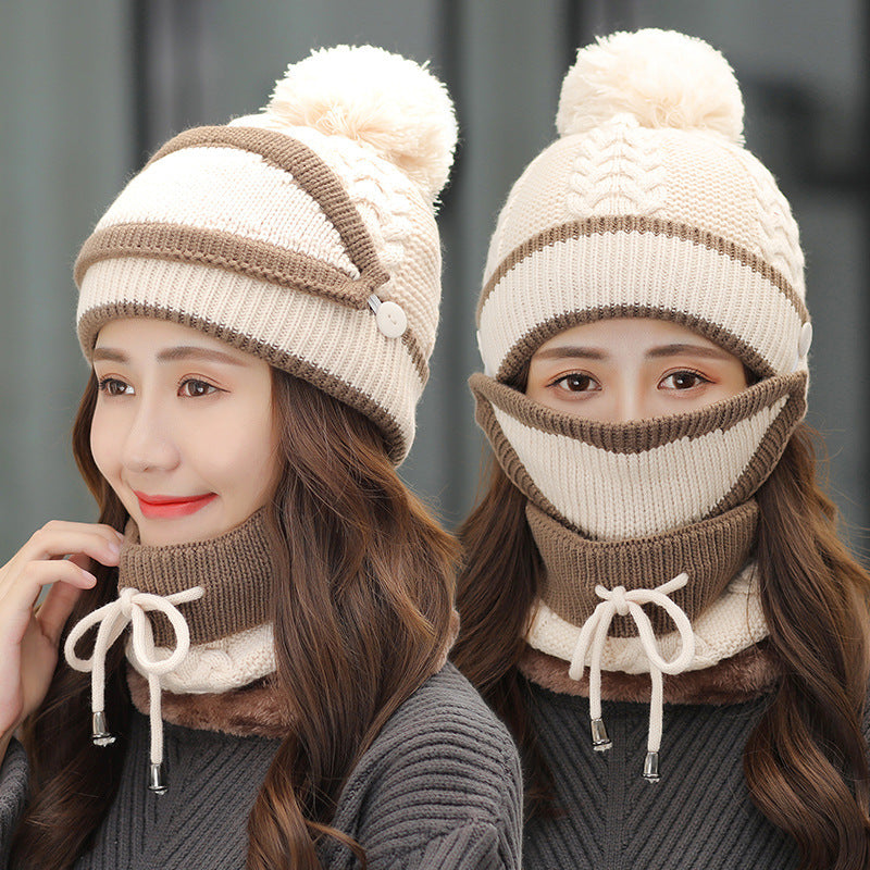 Winter Hat for Women 3pcs Knitted Beanie Hat Scarf Set Warm Hat